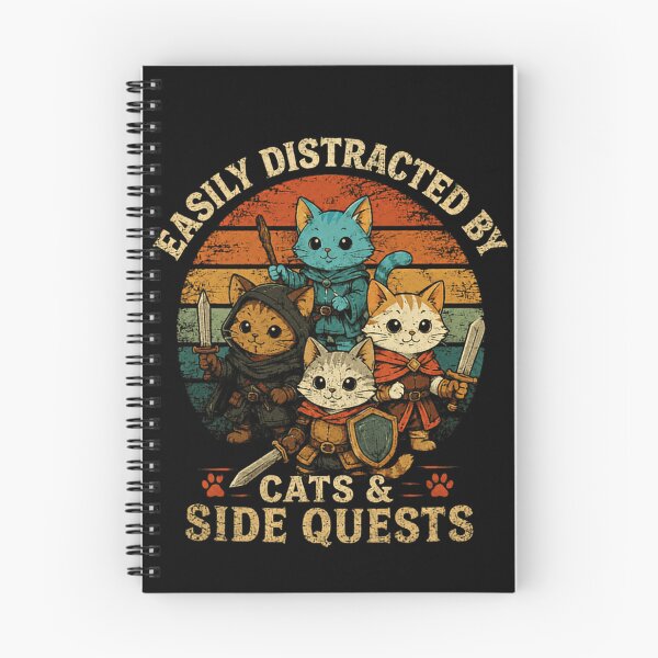 Item preview, Easily Distracted By Cats & Side Quests Roleplaying Gamer Feline Adventure designed and sold by RetroMini2026.