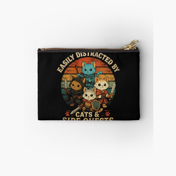 Item preview, Easily Distracted By Cats & Side Quests Roleplaying Gamer Feline Adventure designed and sold by RetroMini2026.