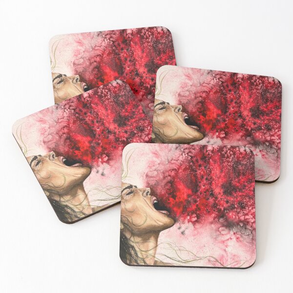 Item preview, Uncontained | Expressive Woman Portrait in Red and Black designed and sold by ArithraStudio.