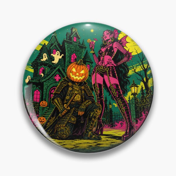 Item preview, Headless Horseman Samurai & Club Queen - Vintage Fantasy Halloween Art designed and sold by TheHorsemanRidesAgain.
