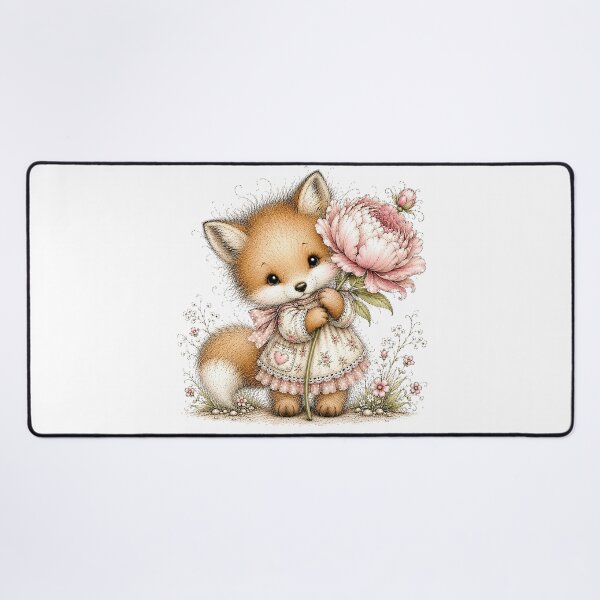 Item preview, Cute Fox with Peony Flower designed and sold by PetalGarden.