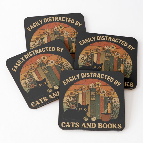 Item preview, Easily Distracted By Cats And Books Cat Lover Reader Bookworm Gift designed and sold by RetroMini2026.