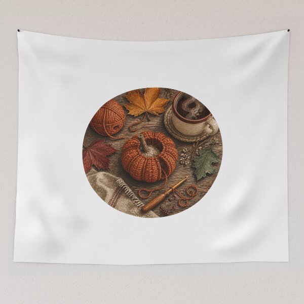Item preview, Crochet Pumpkin Autumn Yarn Craft Botanical Art designed and sold by AMICO77.
