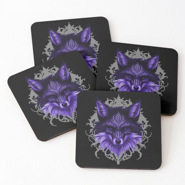 Item preview, goth, purple fox head portrait, mandala  designed and sold by Kirei-Lily.
