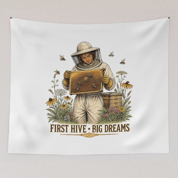 Item preview, Beginner Beekeeper Apiary Honey Bee Botanical Art designed and sold by AMICO77.