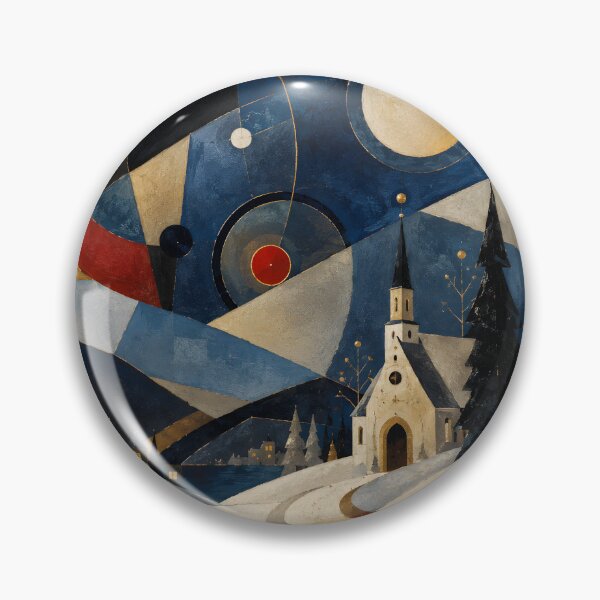 Item preview, Geometric Winter Village Wall Art – Abstract Christmas Church Landscape designed and sold by GutyzDesignsES.