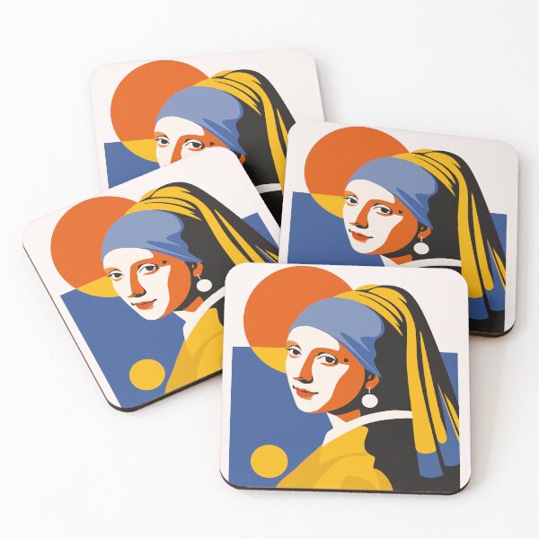 Item preview, Girl with a Pearl Earring | Modern Geometric Art | Vermeer Inspired Portrait | Bauhaus Art Print designed and sold by Studio pod Burom.
