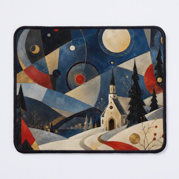 Item preview, Geometric Winter Village Wall Art – Abstract Christmas Church Landscape designed and sold by GutyzDesignsES.