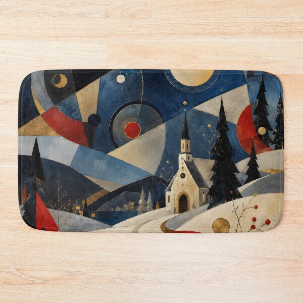 Item preview, Geometric Winter Village Wall Art – Abstract Christmas Church Landscape designed and sold by GutyzDesignsES.