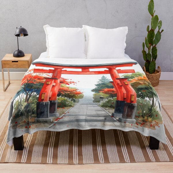 Item preview, Red Torii Gate in Misty Bamboo Forest designed and sold by BetweenForms.