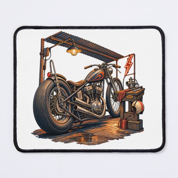 Item preview, Vintage Bobber Motorcycle Garage designed and sold by Normandy Road Heritage™ - Vintage Garage Art.