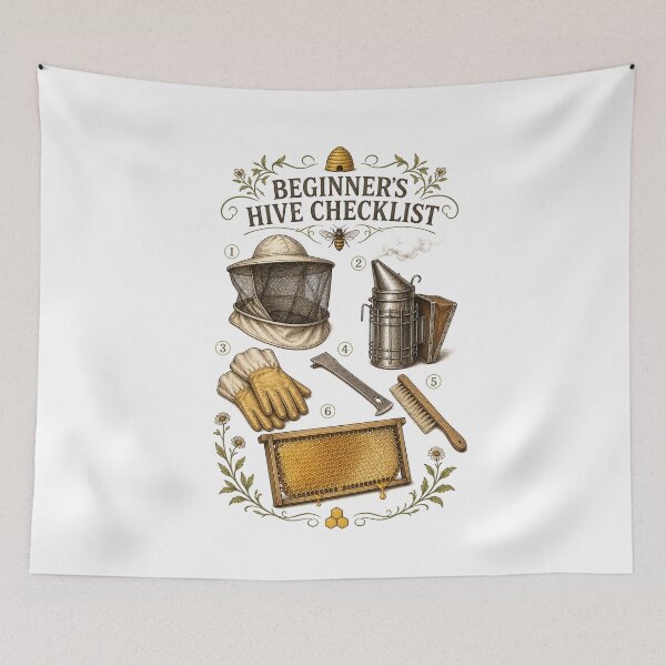 Item preview, Beginner Beekeeper Apiary Honey Bee Botanical Art designed and sold by AMICO77.
