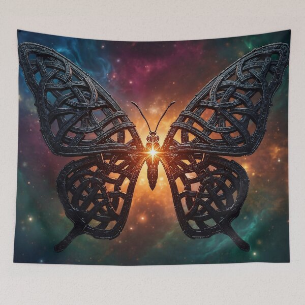 Item preview, Celtic Knotwork Butterfly Wall Art | Cosmic Nebula Poster | Metallic Wing Design designed and sold by EWPrints.