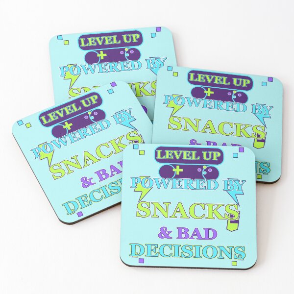 Item preview, Level Up Powered by Snacks and Bad Decisions Funny Gamer Design designed and sold by OutlanderDesigns.