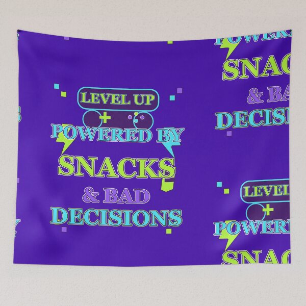 Item preview, Level Up Powered by Snacks and Bad Decisions Funny Gamer Design designed and sold by OutlanderDesigns.