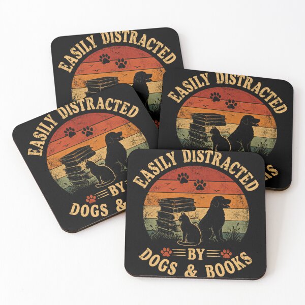 Item preview, Easily Distracted By Dogs & Books Dog Lover Bookworm Pet Owner Reader designed and sold by RetroMini2026.