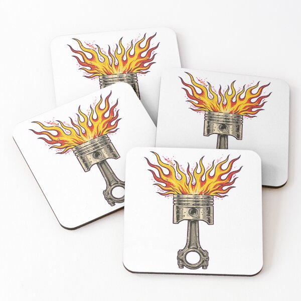Item preview, Flaming Piston Mechanic Garage Art designed and sold by Normandy Road Heritage™ - Vintage Garage Art.