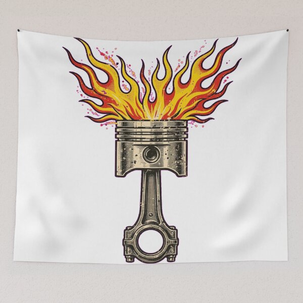 Item preview, Flaming Piston Mechanic Garage Art designed and sold by Normandy Road Heritage™ - Vintage Garage Art.