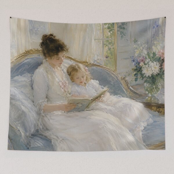Item preview, Mother and Child Reading Together – Motherhood Wall Art & Book Lover Mom Gift designed and sold by GutyzDesignsES.