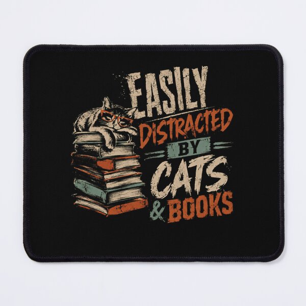 Item preview, Easily Distracted By Cats & Books Cat Lover Bookworm Feline Reading Hobby designed and sold by RetroMini2026.