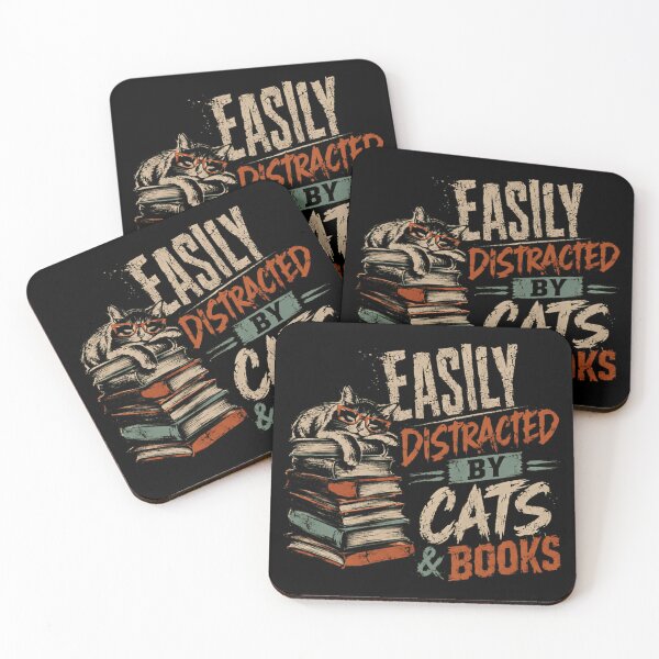Item preview, Easily Distracted By Cats & Books Cat Lover Bookworm Feline Reading Hobby designed and sold by RetroMini2026.