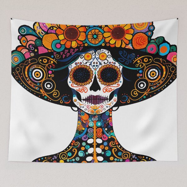Item preview, Catrina Colorful Sugar Skull Illustration designed and sold by  Ojo de Lilith.