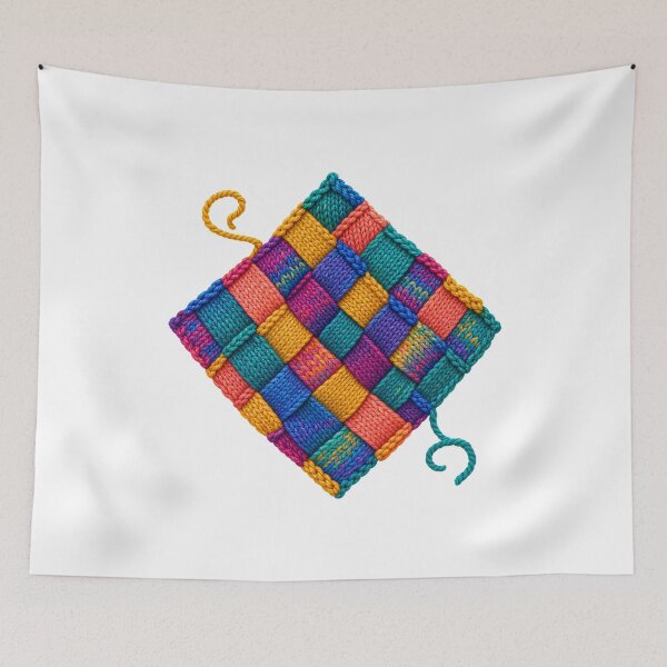 Item preview, Entrelac Knitting Colorful Interlocking Yarn Block Art designed and sold by AMICO77.