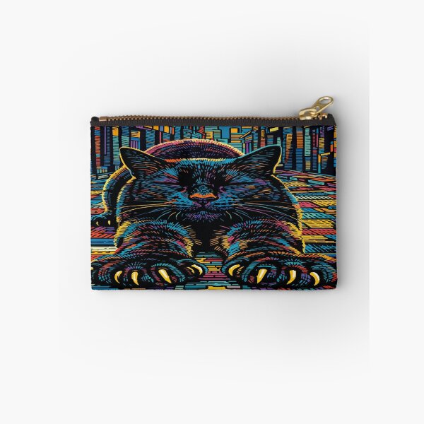Item preview, Surreal Urban Cat Stretch – Vibrant Cityline Illustration designed and sold by zoliartdesign.