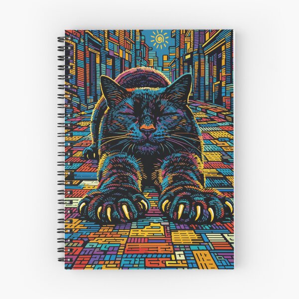 Item preview, Surreal Urban Cat Stretch – Vibrant Cityline Illustration designed and sold by zoliartdesign.