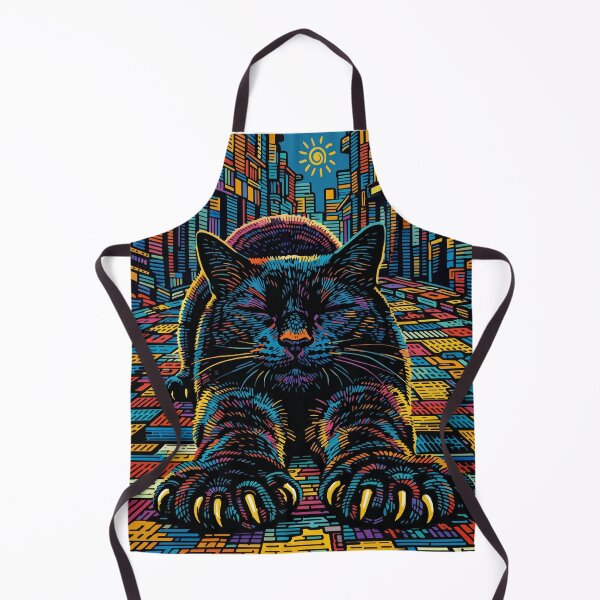 Item preview, Surreal Urban Cat Stretch – Vibrant Cityline Illustration designed and sold by zoliartdesign.