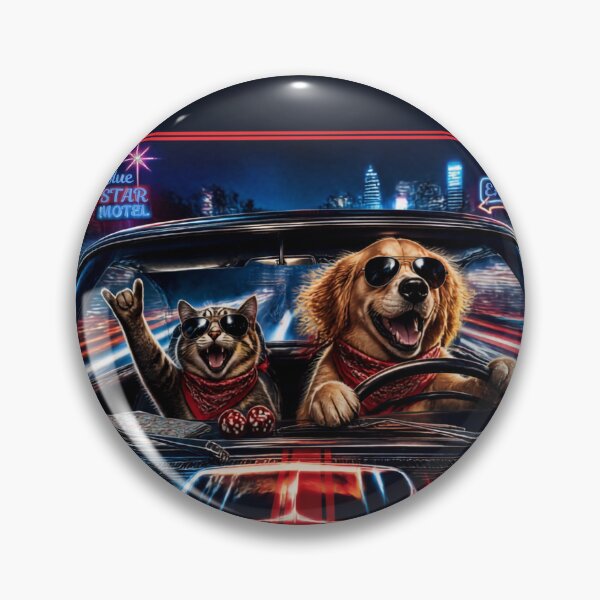 Item preview, Funny Dog and Cat Driving Car - Pedal to the Metal Cartoon designed and sold by LookWhatIGot.