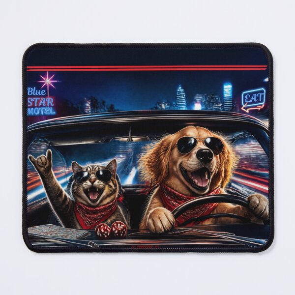 Item preview, Funny Dog and Cat Driving Car - Pedal to the Metal Cartoon designed and sold by LookWhatIGot.