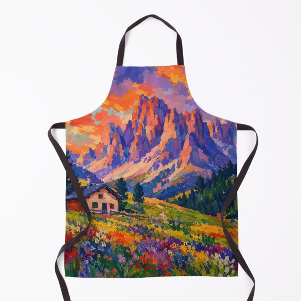 Item preview, Colorful Alpine Mountain Meadow with Cabin – Wildflower Landscape Wall Art designed and sold by GutyzDesignsES.