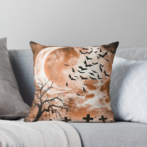 Item preview, A foggy moonlit night with graves and bats designed and sold by Kirei-Lily.