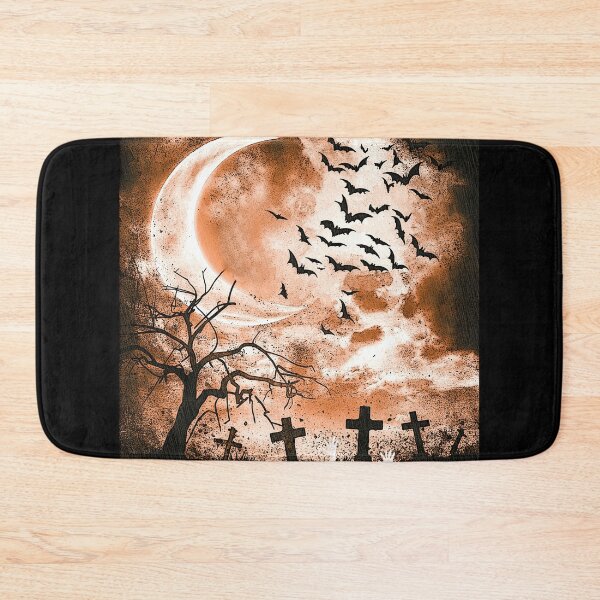 Item preview, A foggy moonlit night with graves and bats designed and sold by Kirei-Lily.
