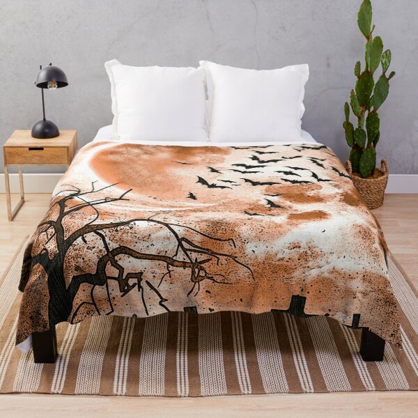 Item preview, A foggy moonlit night with graves and bats designed and sold by Kirei-Lily.