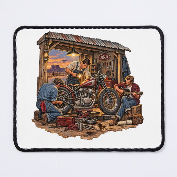 Item preview, Desert Motorcycle Garage and Guitar designed and sold by Normandy Road Heritage™ - Vintage Garage Art.