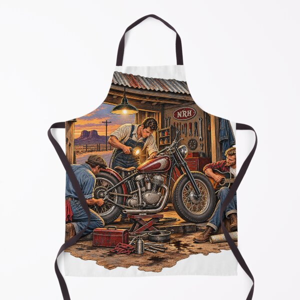 Item preview, Desert Motorcycle Garage and Guitar designed and sold by Normandy Road Heritage™ - Vintage Garage Art.