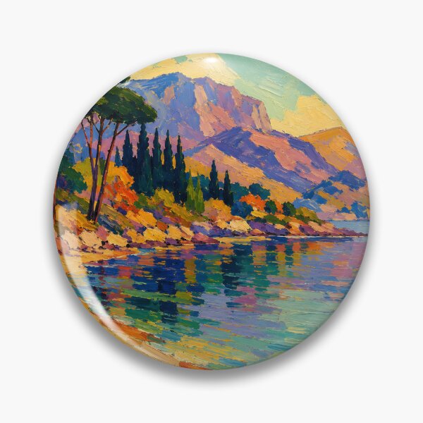Item preview, Colorful Mediterranean Coast Landscape – Vibrant Seaside & Mountain Wall Art designed and sold by GutyzDesignsES.