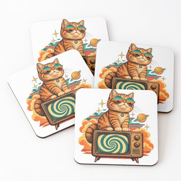 Item preview, Groovy Retro Cat Sitting on Vintage TV designed and sold by Snurly.
