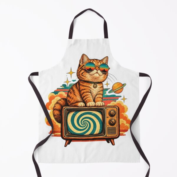 Item preview, Groovy Retro Cat Sitting on Vintage TV designed and sold by Snurly.