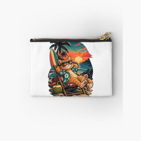 Item preview, Chill Cat Summer Vibes – Retro Beach Sunset designed and sold by kasha-shadow.