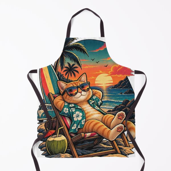 Item preview, Chill Cat Summer Vibes – Retro Beach Sunset designed and sold by kasha-shadow.