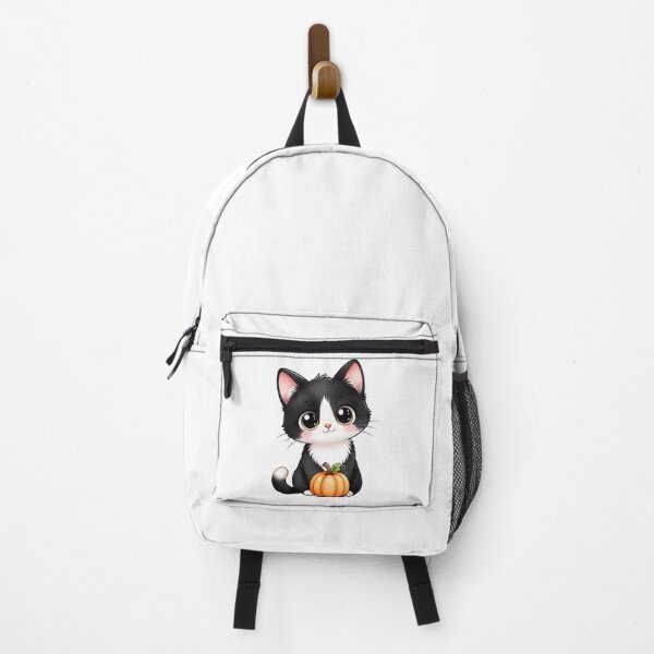Item preview, Cute Kawaii Tuxedo Cat with Pumpkin designed and sold by tobbyasz.
