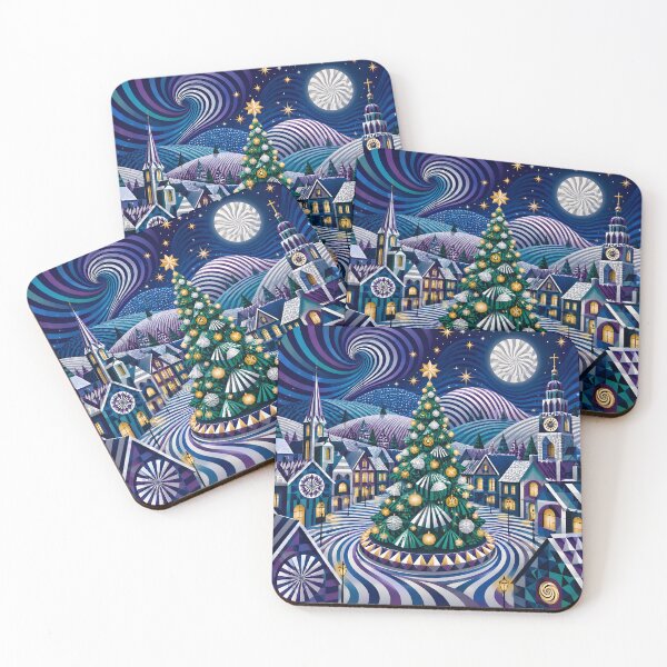 Item preview, Geometric Christmas Village Wall Art – Whimsical Winter Wonderland Christmas Tree designed and sold by GutyzDesignsES.