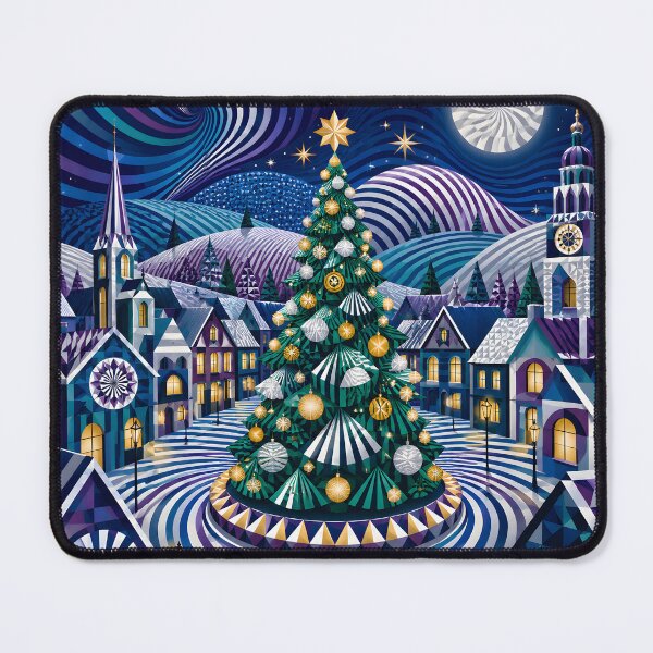 Item preview, Geometric Christmas Village Wall Art – Whimsical Winter Wonderland Christmas Tree designed and sold by GutyzDesignsES.