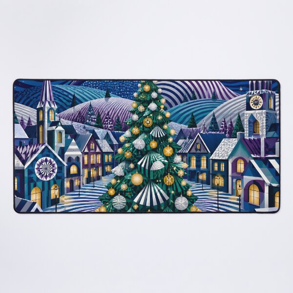 Item preview, Geometric Christmas Village Wall Art – Whimsical Winter Wonderland Christmas Tree designed and sold by GutyzDesignsES.