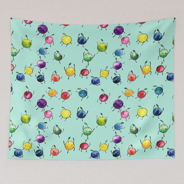 Item preview, Stardew Valley Watercolor Junimos on Mint Green Background designed and sold by JurassicParkans.