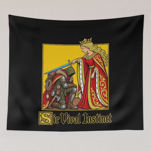 Item preview, Funny Sir Vival Instinct Medieval Survivalist Pun Art designed and sold by elderberry.