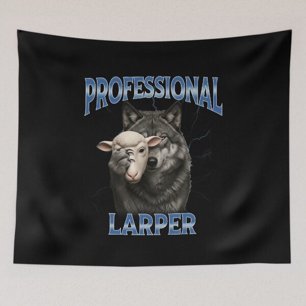 Item preview, Funny Professional Larper Wolf In Sheep Mask 90s Humor Art designed and sold by elderberry.